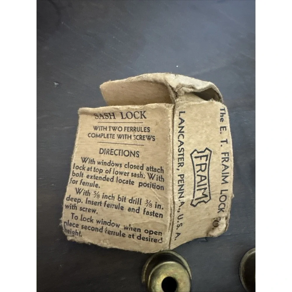 Vintage‎ Fraim Window Sash Lock Brass with Hardware And Key USA